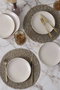 Hermia X00018989 Juego de Platos de Postre de Gres Cerámico, Crema, 21 cm (6 Piezas)